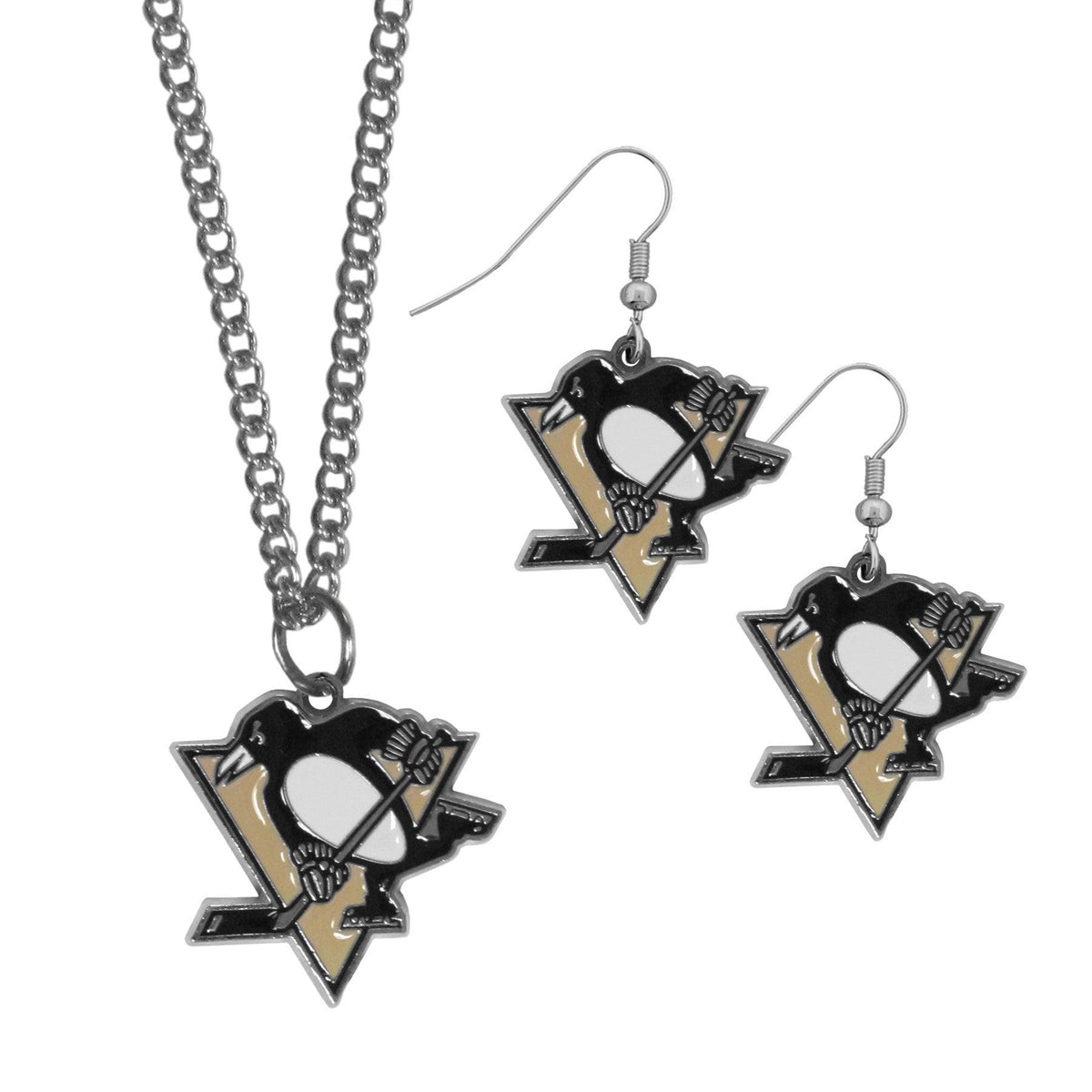 Pittsburgh Penguins® Dangle Earrings and Chain Necklace Set - Flyclothing LLC