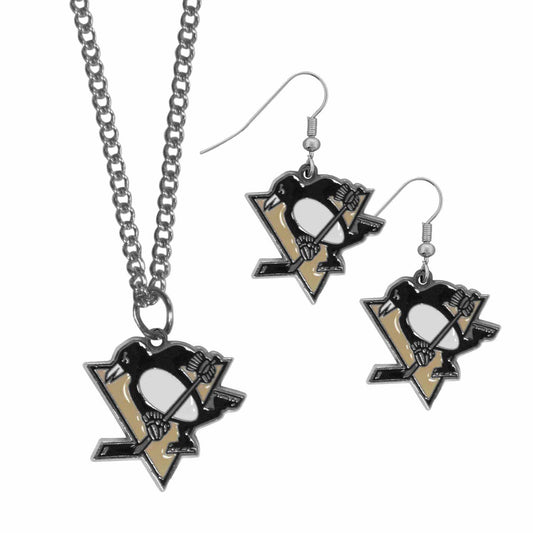 Pittsburgh Penguins® Dangle Earrings and Chain Necklace Set - Siskiyou Buckle - Flyclothing LLC