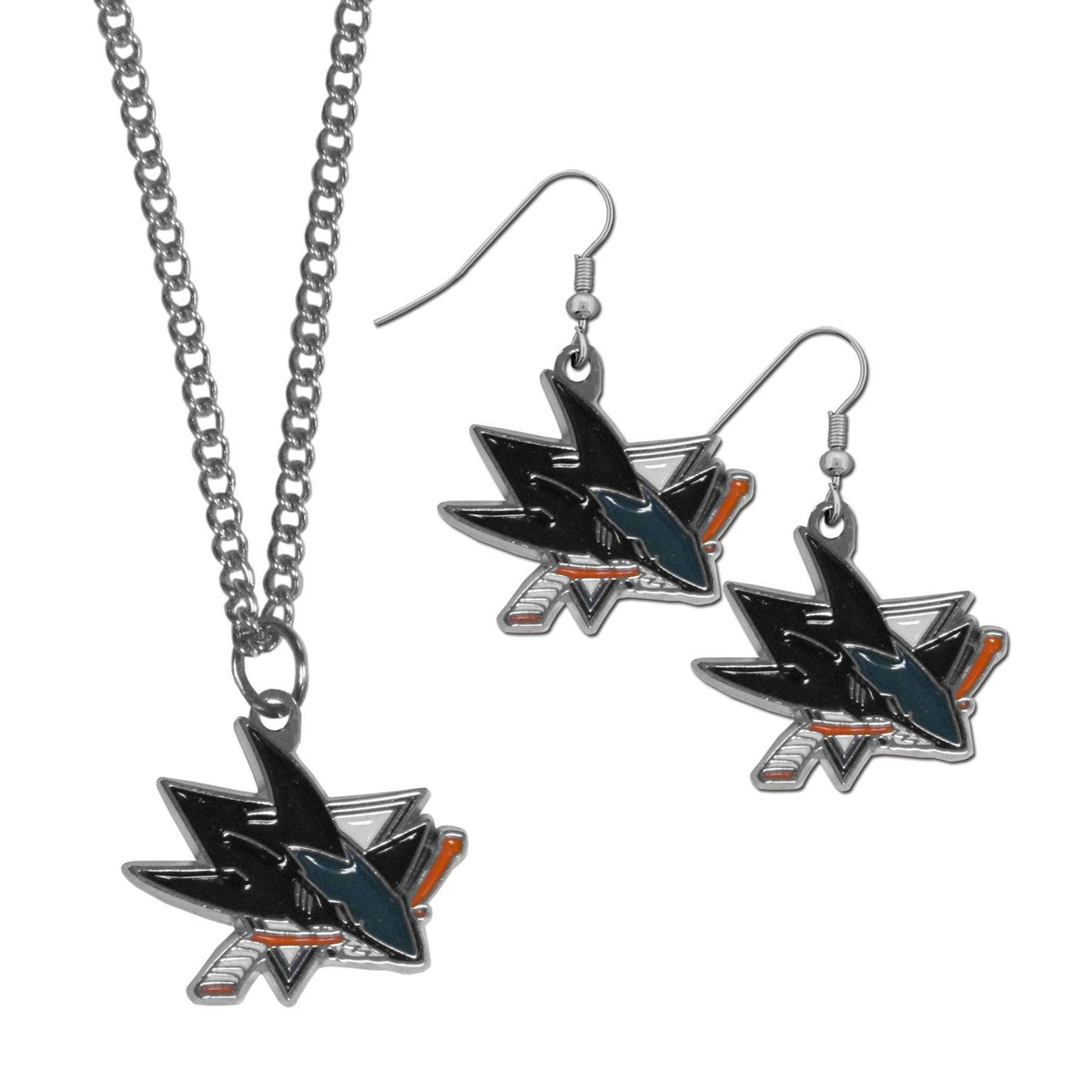 San Jose Sharks® Dangle Earrings and Chain Necklace Set - Flyclothing LLC