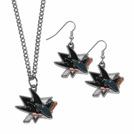 San Jose Sharks® Dangle Earrings and Chain Necklace Set - Siskiyou Buckle