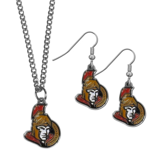 Ottawa Senators® Dangle Earrings and Chain Necklace Set - Flyclothing LLC