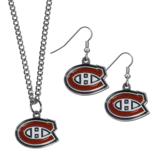 Montreal Canadiens® Dangle Earrings and Chain Necklace Set - Flyclothing LLC