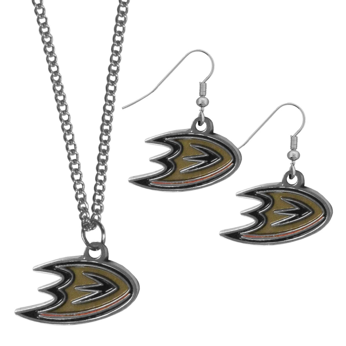 Anaheim Ducks® Dangle Earrings and Chain Necklace Set - Flyclothing LLC