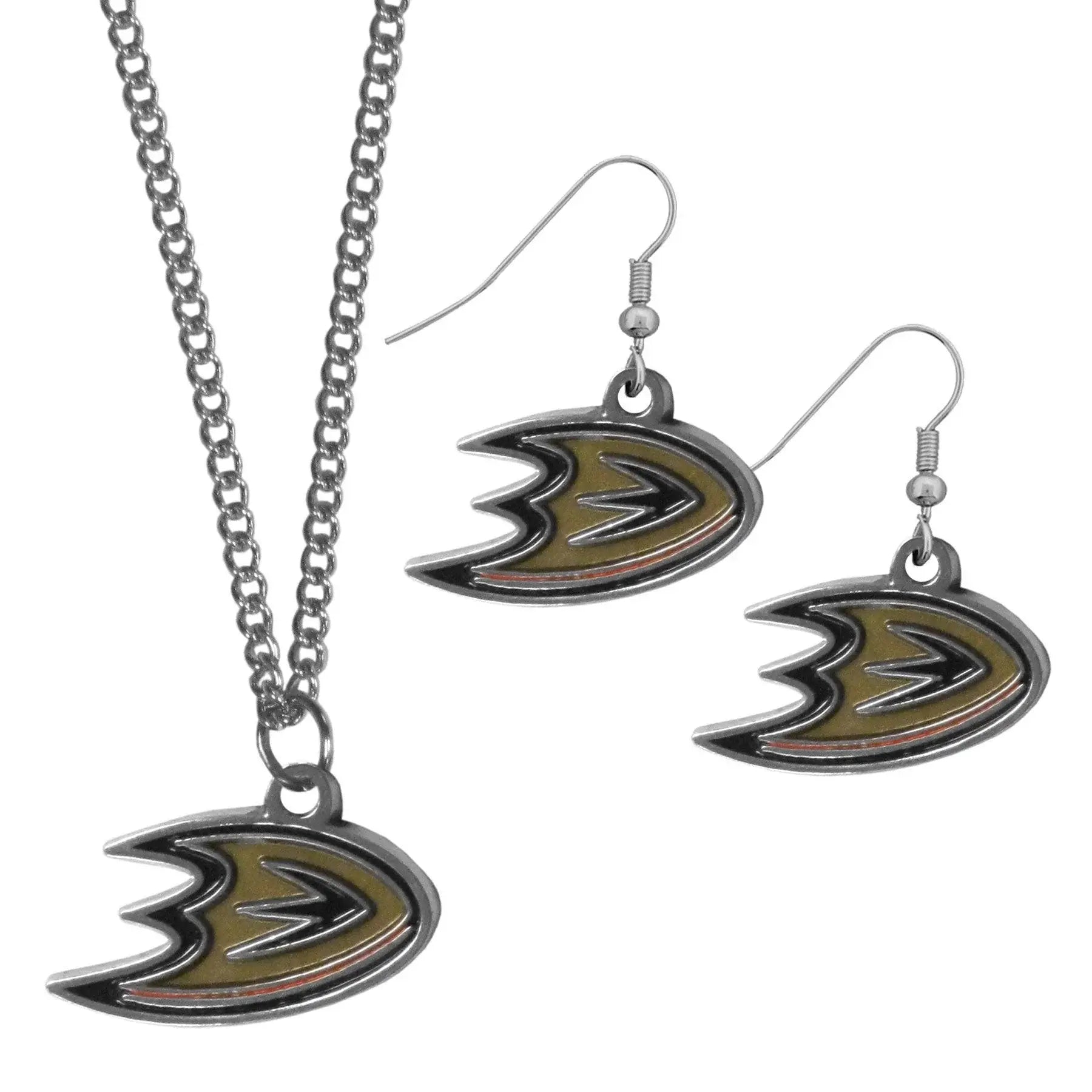 Anaheim Ducks® Dangle Earrings and Chain Necklace Set - Siskiyou Buckle - Flyclothing LLC
