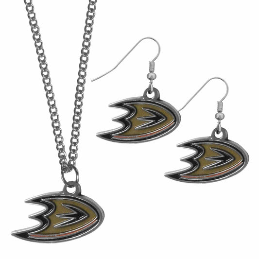 Anaheim Ducks® Dangle Earrings and Chain Necklace Set - Siskiyou Buckle