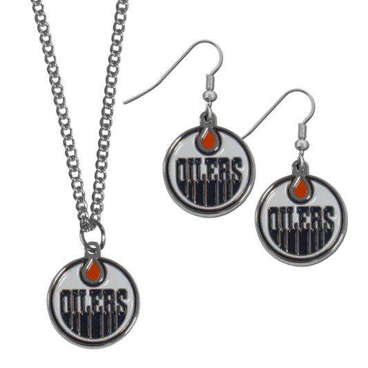 Edmonton Oilers® Dangle Earrings and Chain Necklace Set - Flyclothing LLC