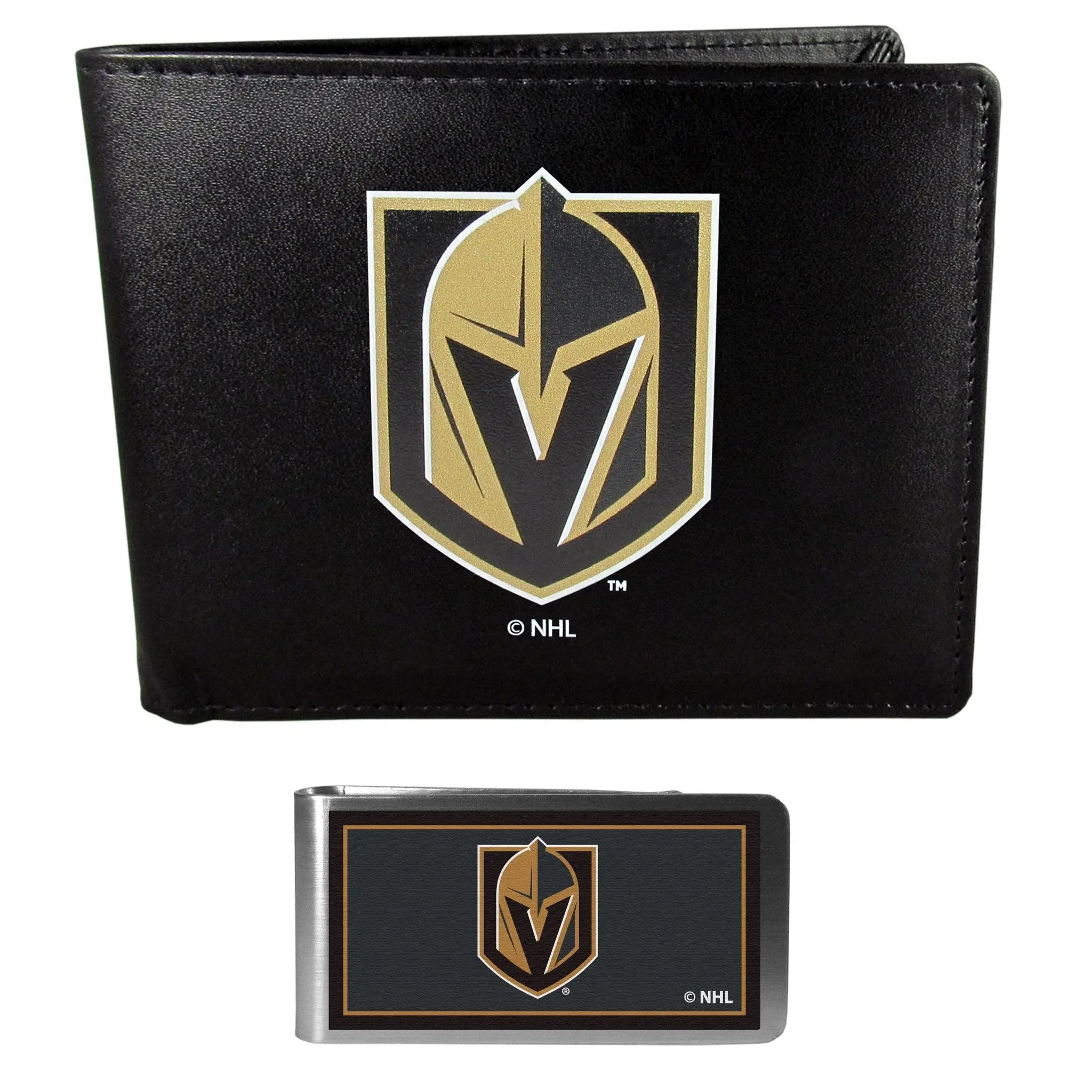 Vegas Golden Knights Leather Bi-fold Wallet & Color Money Clip - Siskiyou Buckle - Flyclothing LLC