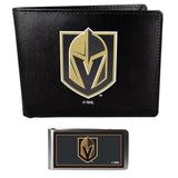 Vegas Golden Knights Leather Bi-fold Wallet & Color Money Clip - Siskiyou Buckle