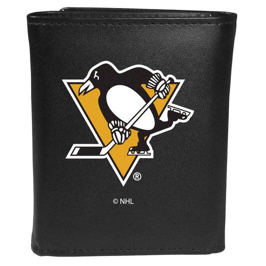 Pittsburgh Penguins® Leather Tri-fold Wallet, Large Logo - Flyclothing LLC