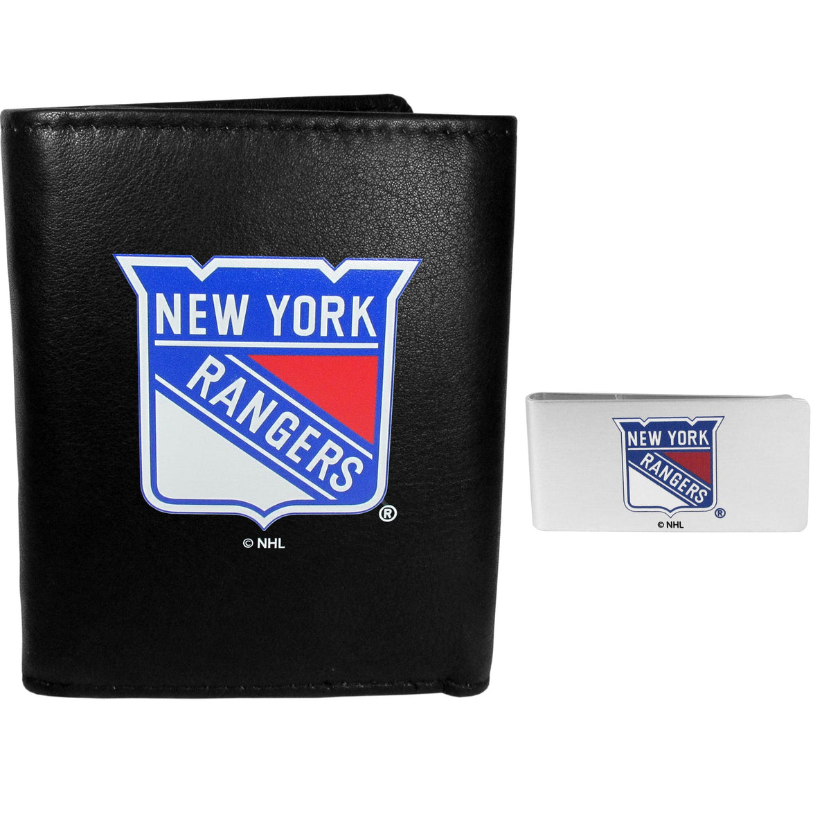 New York Rangers Leather Tri-fold Wallet & Money Clip - Flyclothing LLC