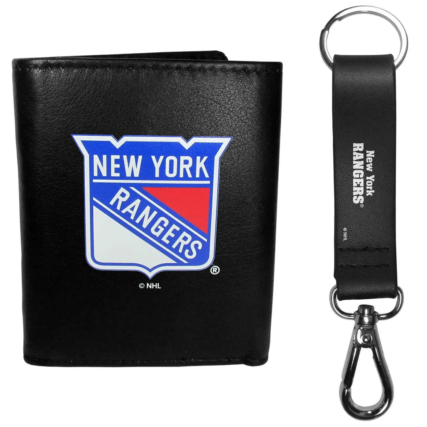 New York Rangers Leather Tri-fold Wallet & Strap Key Chain - Siskiyou Buckle - Flyclothing LLC