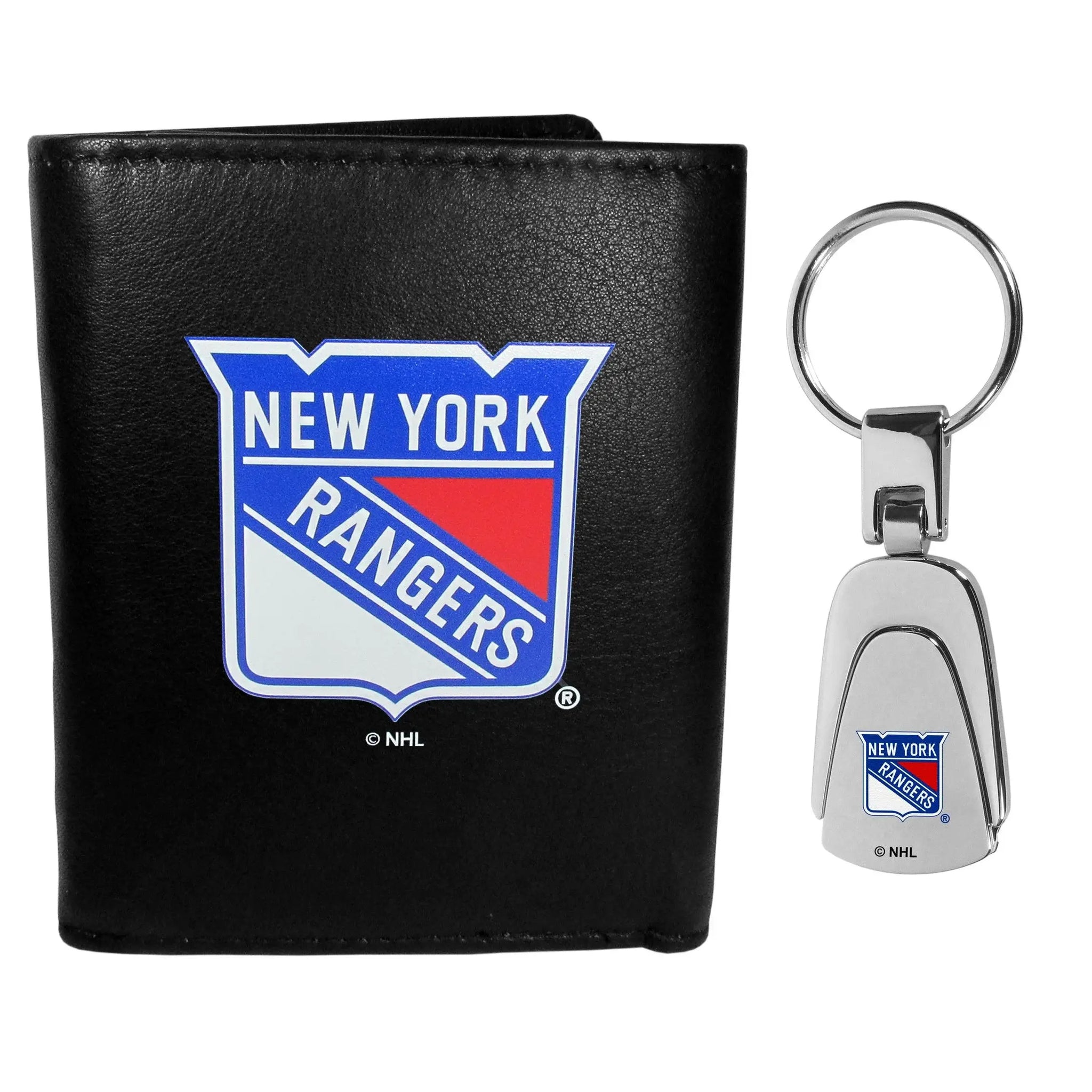 New York Rangers Leather Tri-fold Wallet & Steel Key Chain - Siskiyou Buckle - Flyclothing LLC