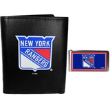 New York Rangers Leather Tri-fold Wallet & Color Money Clip - Siskiyou Buckle