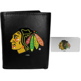 Chicago Blackhawks Leather Tri-fold Wallet & Money Clip - Siskiyou Buckle