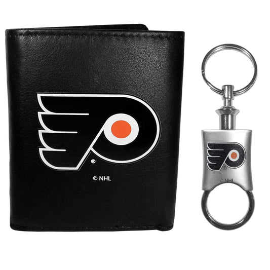 Philadelphia Flyers Leather Tri-fold Wallet & Valet Key Chain - Flyclothing LLC