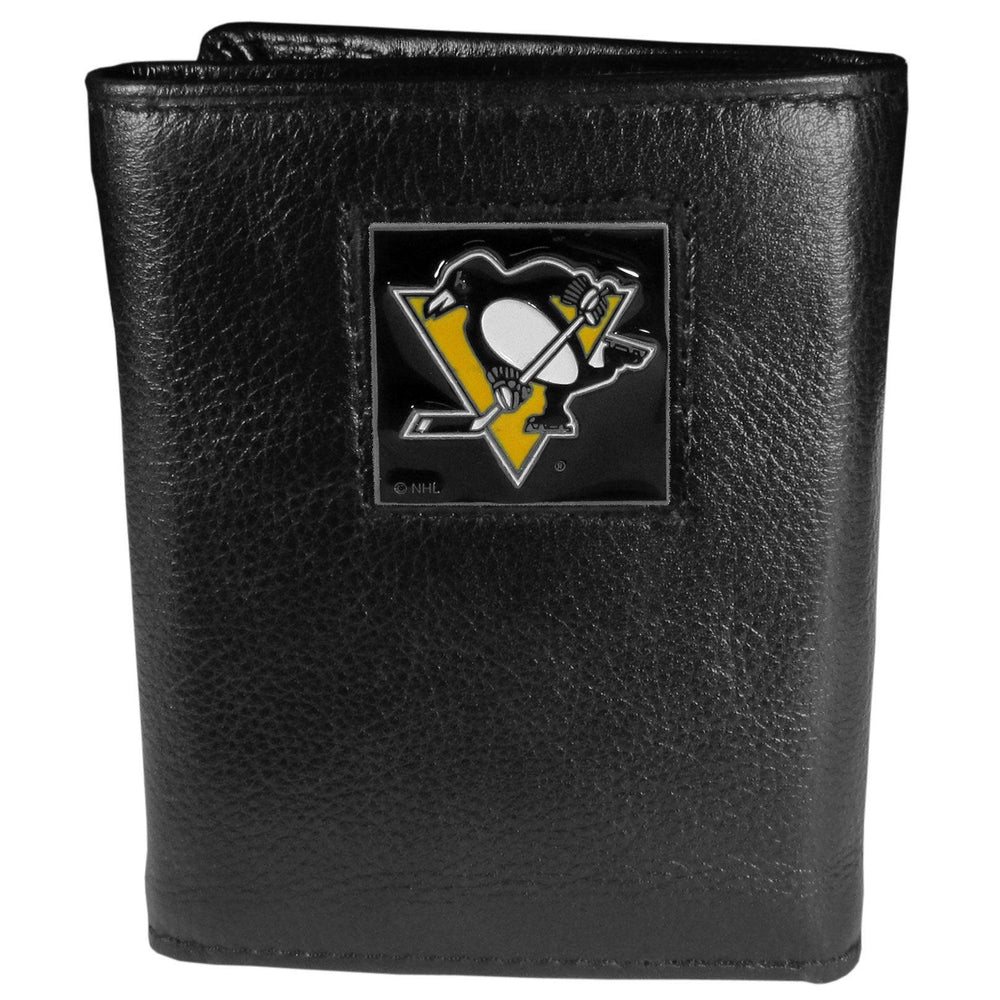Pittsburgh Penguins® Deluxe Leather Tri-fold Wallet Packaged in Gift Box - Siskiyou Buckle