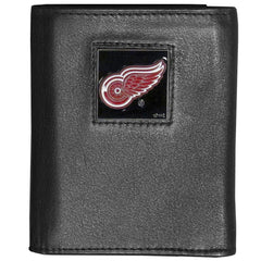 Detroit Red Wings® Deluxe Leather Tri-fold Wallet Packaged in Gift Box - Siskiyou Buckle
