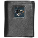 San Jose Sharks® Deluxe Leather Tri-fold Wallet Packaged in Gift Box - Siskiyou Buckle