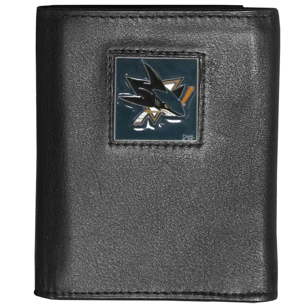San Jose Sharks® Deluxe Leather Tri-fold Wallet Packaged in Gift Box - Flyclothing LLC