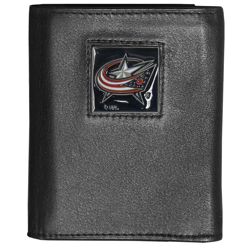 Columbus Blue Jackets® Deluxe Leather Tri-fold Wallet Packaged in Gift Box - Siskiyou Buckle