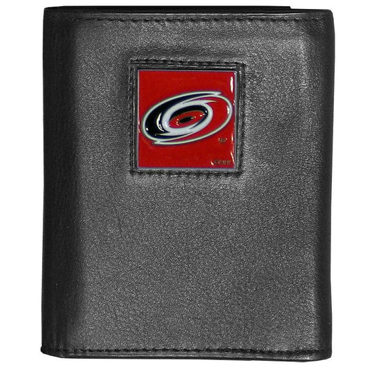 Carolina Hurricanes® Deluxe Leather Tri-fold Wallet Packaged in Gift Box - Siskiyou Buckle