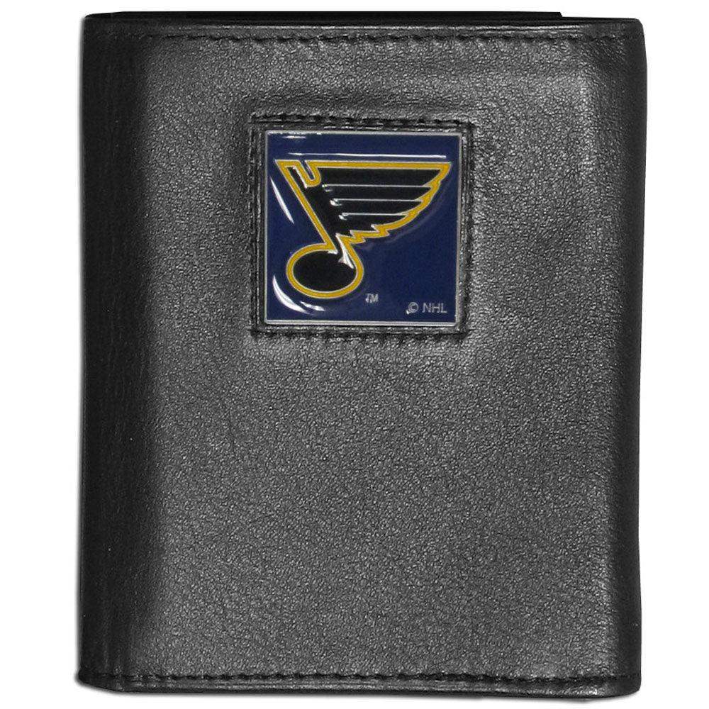St. Louis Blues® Deluxe Leather Tri-fold Wallet Packaged in Gift Box - Siskiyou Buckle - Flyclothing LLC
