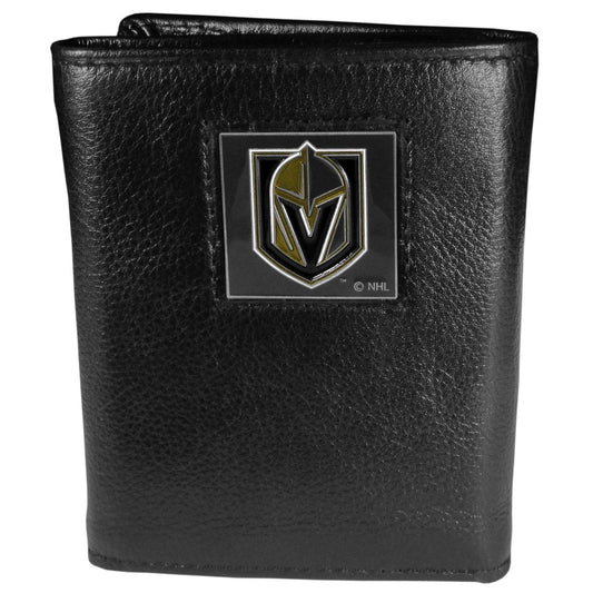 Las Vegas Golden Knights® Deluxe Leather Tri-fold Wallet Packaged in Gift Box - Siskiyou Buckle