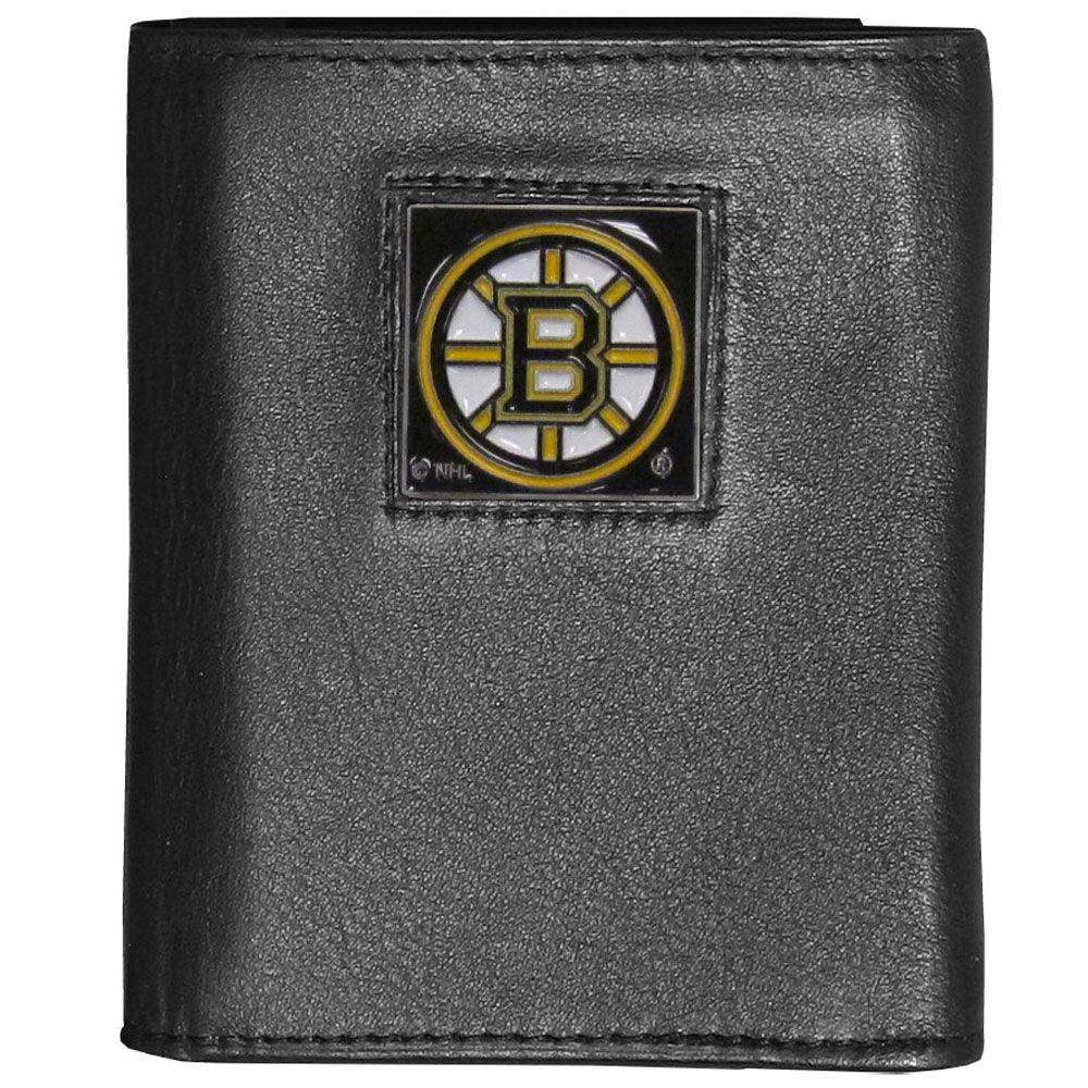 Boston Bruins® Deluxe Leather Tri-fold Wallet Packaged in Gift Box - Siskiyou Buckle - Flyclothing LLC