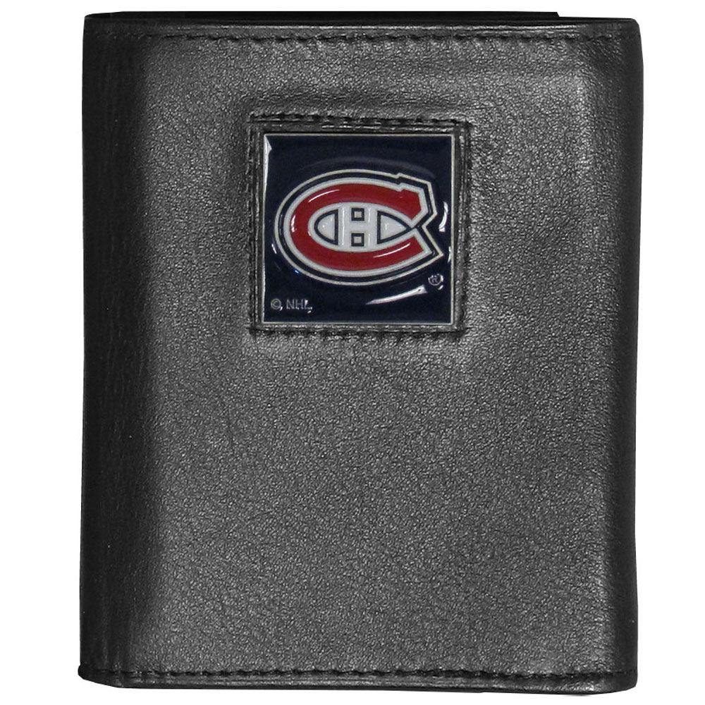 Montreal Canadiens® Deluxe Leather Tri-fold Wallet Packaged in Gift Box - Siskiyou Buckle