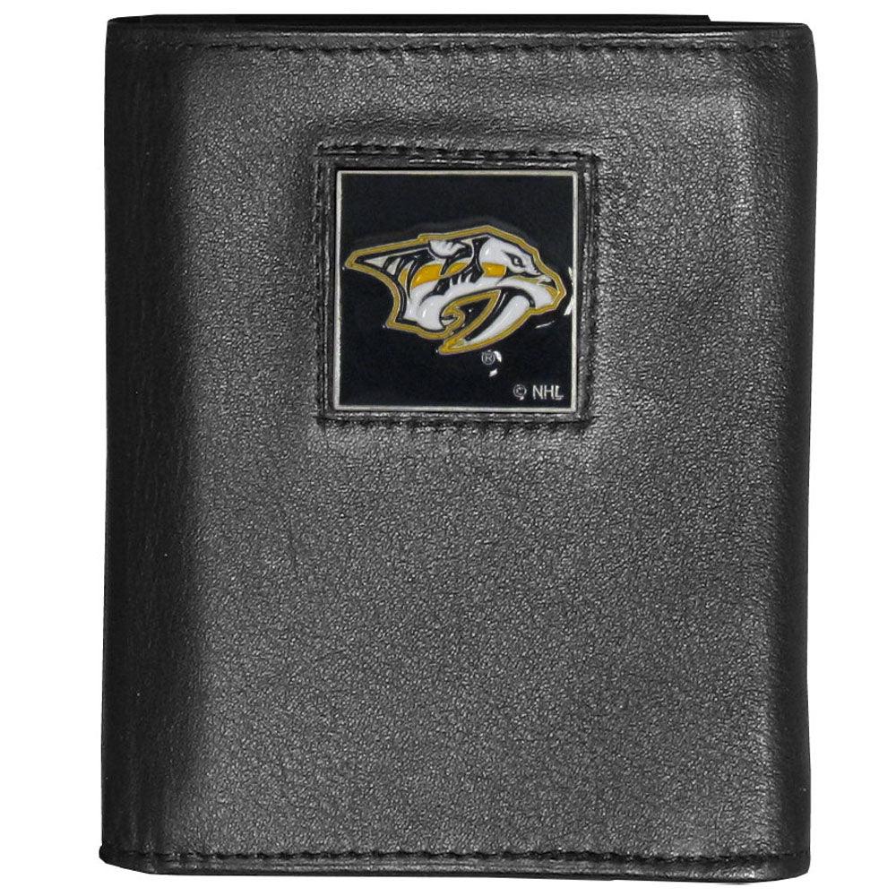 Nashville Predators® Deluxe Leather Tri-fold Wallet Packaged in Gift Box - Flyclothing LLC