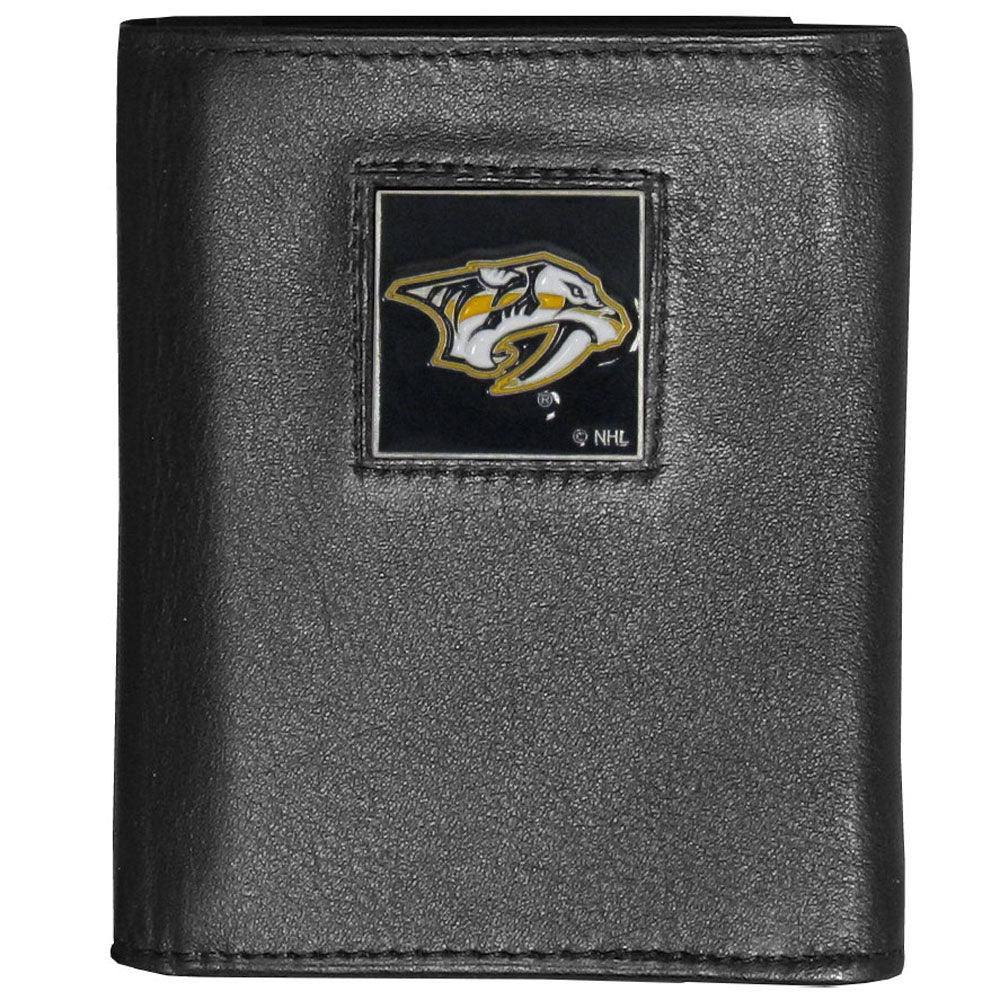 Nashville Predators® Deluxe Leather Tri-fold Wallet Packaged in Gift Box - Siskiyou Buckle