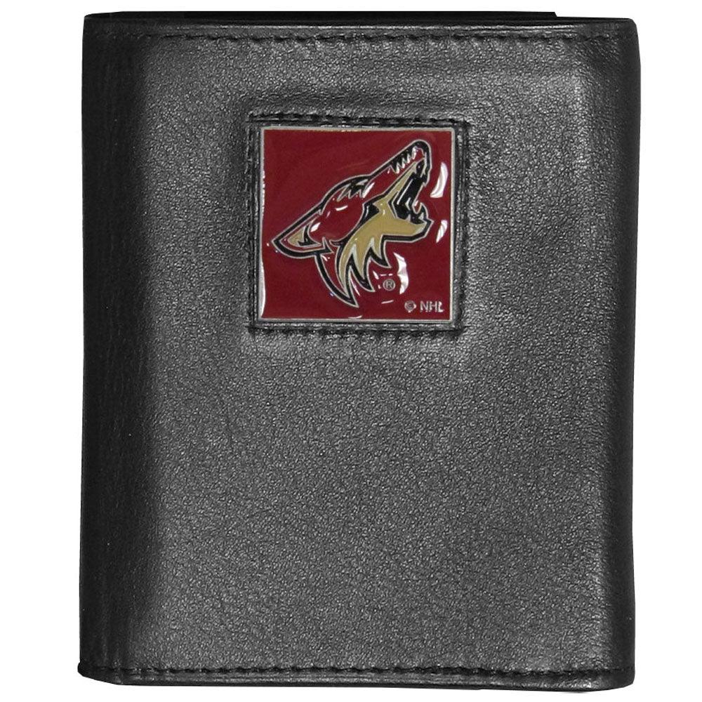Arizona Coyotes® Deluxe Leather Tri-fold Wallet Packaged in Gift Box - Flyclothing LLC