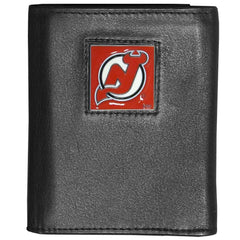 New Jersey Devils® Deluxe Leather Tri-fold Wallet Packaged in Gift Box - Flyclothing LLC