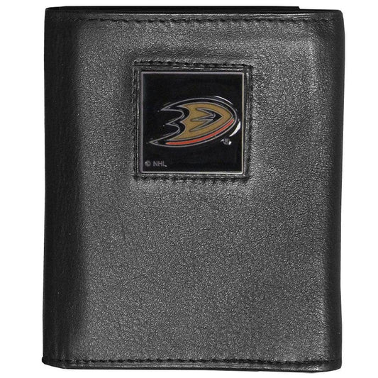 Anaheim Ducks® Deluxe Leather Tri-fold Wallet Packaged in Gift Box - Siskiyou Buckle