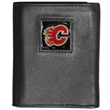 Calgary Flames® Deluxe Leather Tri-fold Wallet Packaged in Gift Box - Siskiyou Buckle