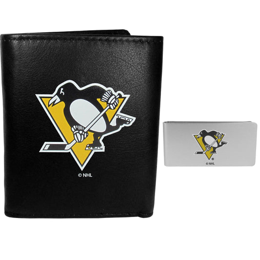 Pittsburgh Penguins Leather Tri-fold Wallet & Money Clip - Flyclothing LLC