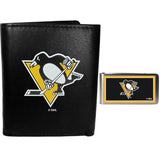 Pittsburgh Penguins Leather Tri-fold Wallet & Color Money Clip - Siskiyou Buckle