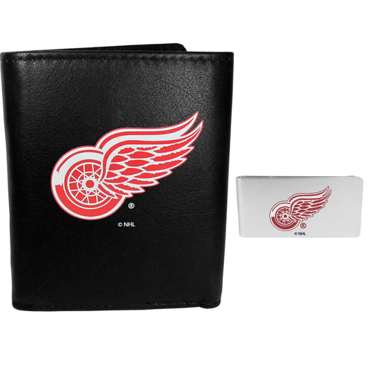Detroit Red Wings Leather Tri-fold Wallet & Money Clip - Flyclothing LLC