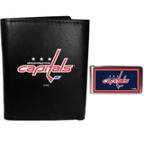 Washington Capitals Leather Tri-fold Wallet & Color Money Clip - Siskiyou Buckle