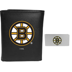 Boston Bruins Leather Tri-fold Wallet & Money Clip - Siskiyou Buckle