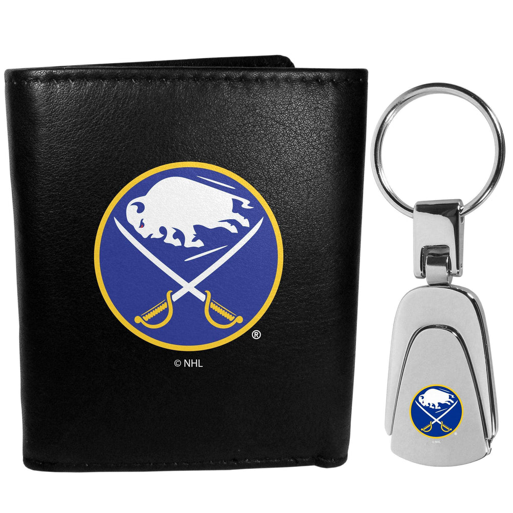 Buffalo Sabres Leather Tri-fold Wallet & Steel Key Chain - Siskiyou Buckle