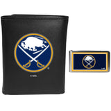 Buffalo Sabres Leather Tri-fold Wallet & Color Money Clip - Siskiyou Buckle