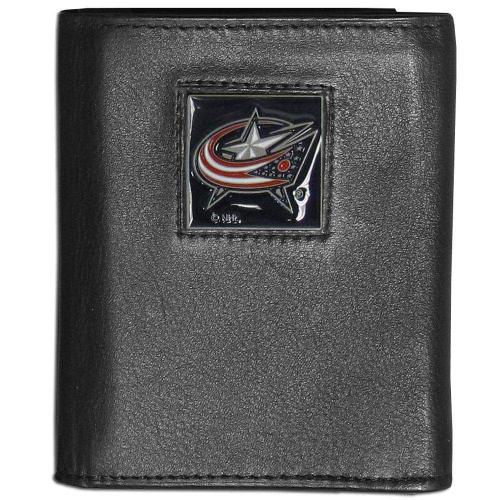 Columbus Blue Jackets® Leather Tri-fold Wallet - Siskiyou Buckle - Flyclothing LLC
