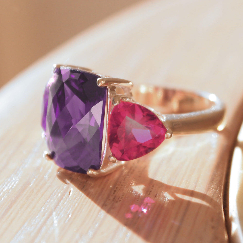 Alamode 925 Sterling Silver, AAA CZ , Amethyst - Alamode