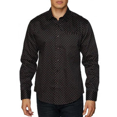House of Lords Black 100% cotton men's L/S printed button-down dress shirt - Flyclothing LLC