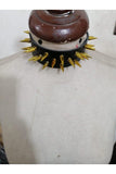 Daisy Corsets Black Faux Leather & Gold Metallic Spike Choker - Daisy Corsets