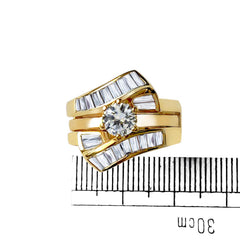 Alamode Sterling Silver 925 ring set with gold plating in AAA grade CZ ships in one day - Flyclothing LLC