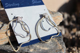 Alamode Two Tone 925 Sterling Silver Earrings with AAA Grade CZ in Clear - Alamode - Flyclothing LLC