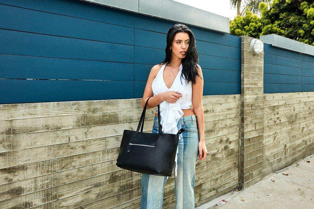 Kiko Leather Mid Zip Tote - Kiko - Flyclothing LLC