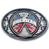 Proud To Be An American Enameled Belt Buckle - Siskiyou Buckle